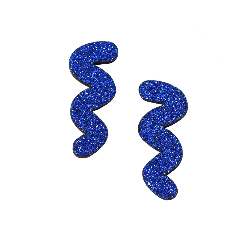 Squiggle Stud Earrings Blue