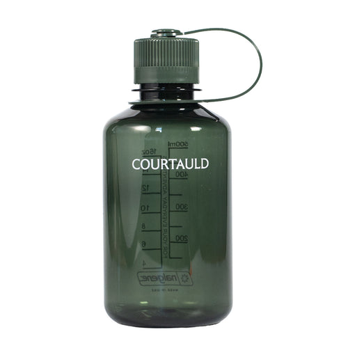 A dark green Courtauld Nectar 32 oz water bottle with a matching screw cap and carrying loop, shown on a plain white background.