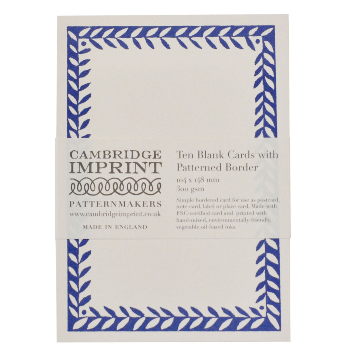 10 Patterned Border Postcards Scumble Blue