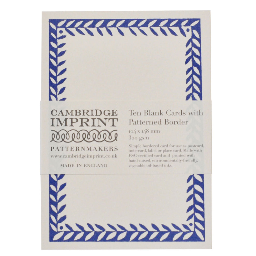 10 Patterned Border Postcards Dark Blue