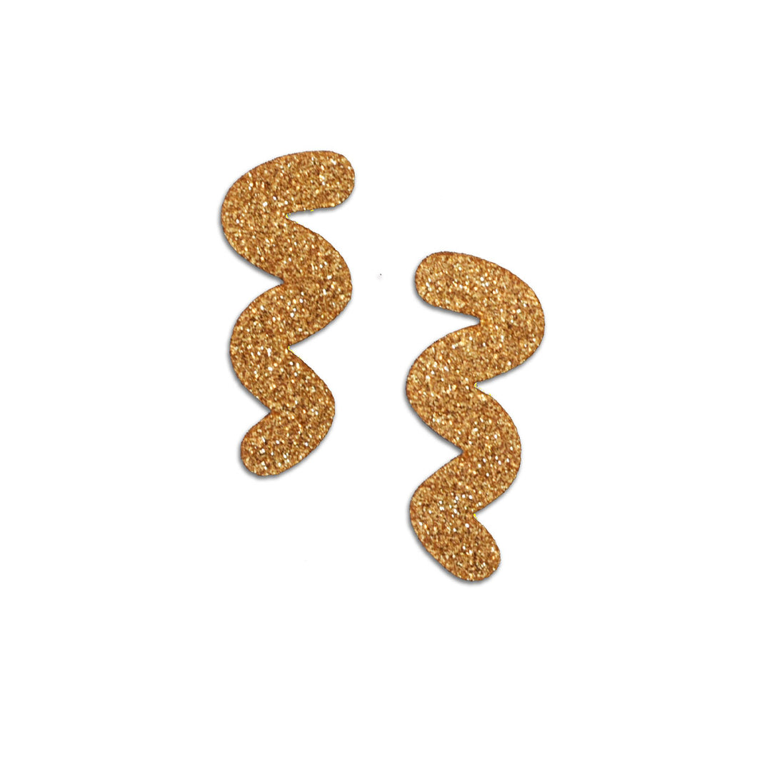 Squiggle Stud Earrings Gold