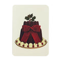 Greetings Card Christmas Plum Pudding Red Velvet Bow
