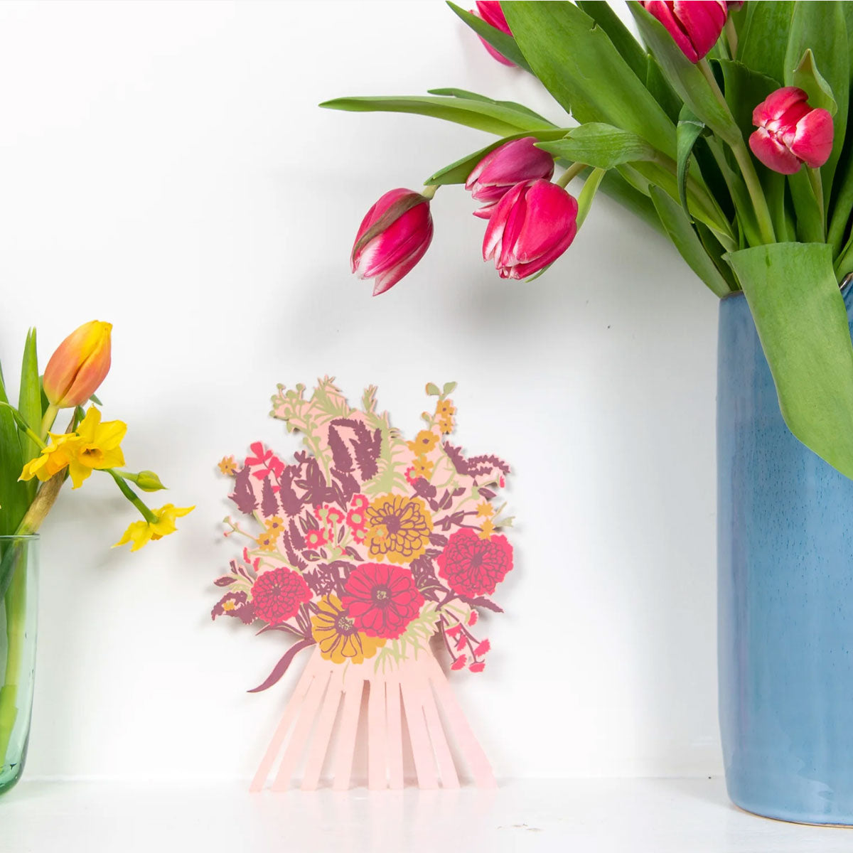 Greetings Card Pink Marigolds