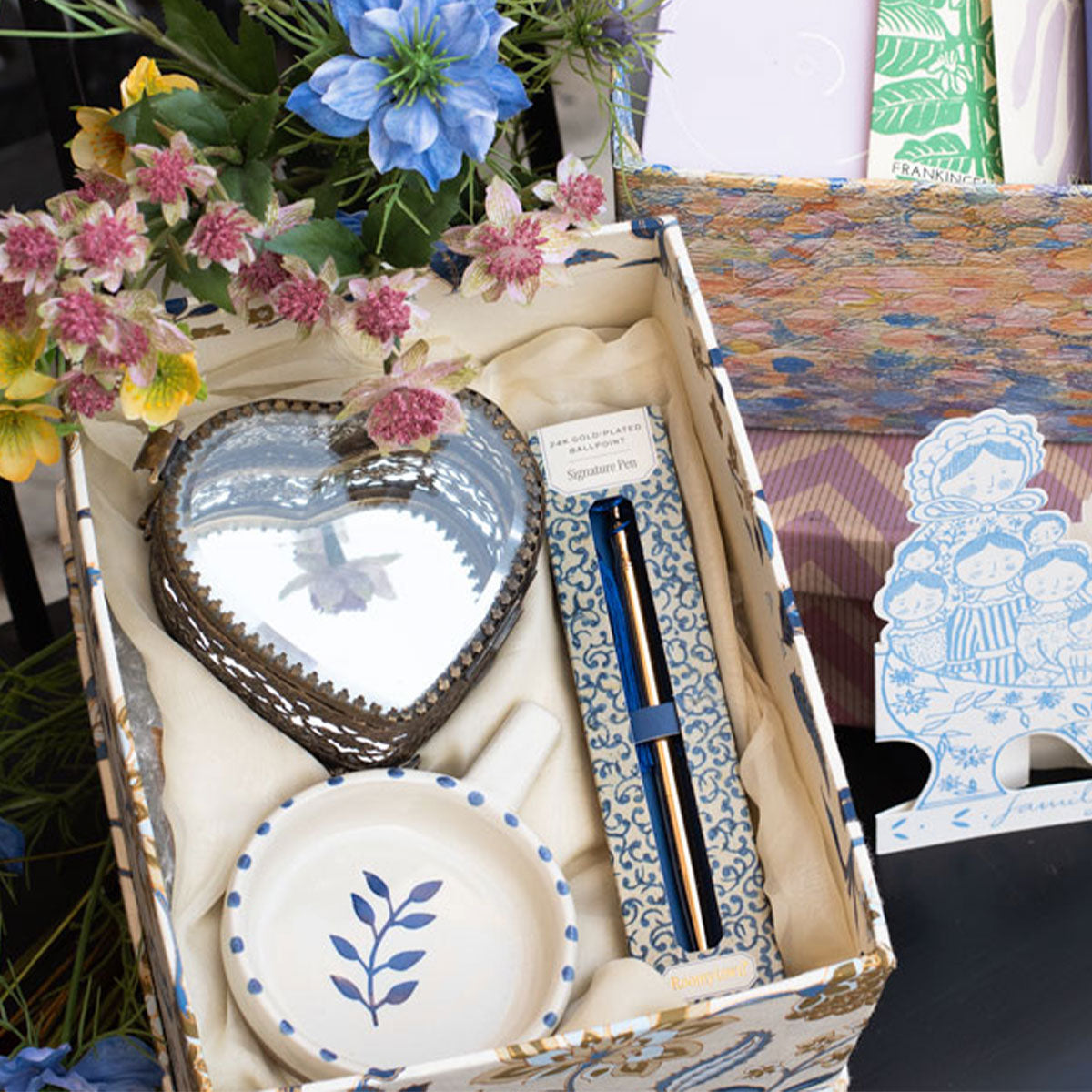 Heart Trinket Box Clear & Gold Antique