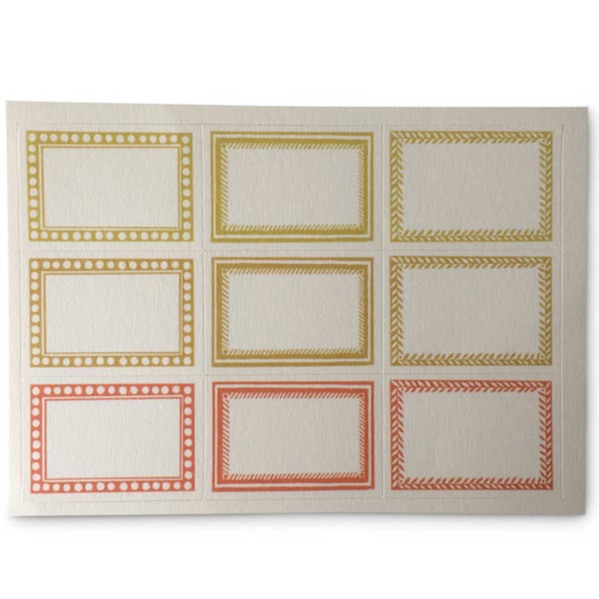 18 Patterned Labels Orange & Yellow