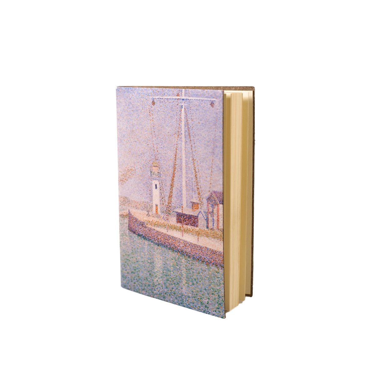 Pocket Notebook Recycled Leather Seurat Entrance of the Port of Honfleur