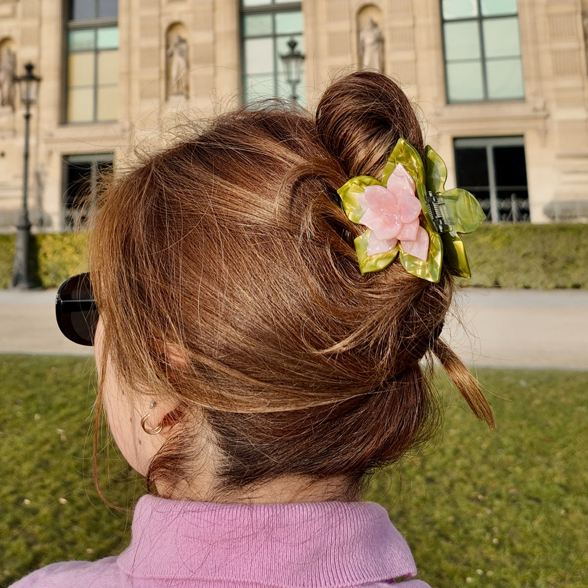 Hair Claw Flower Pink & Green