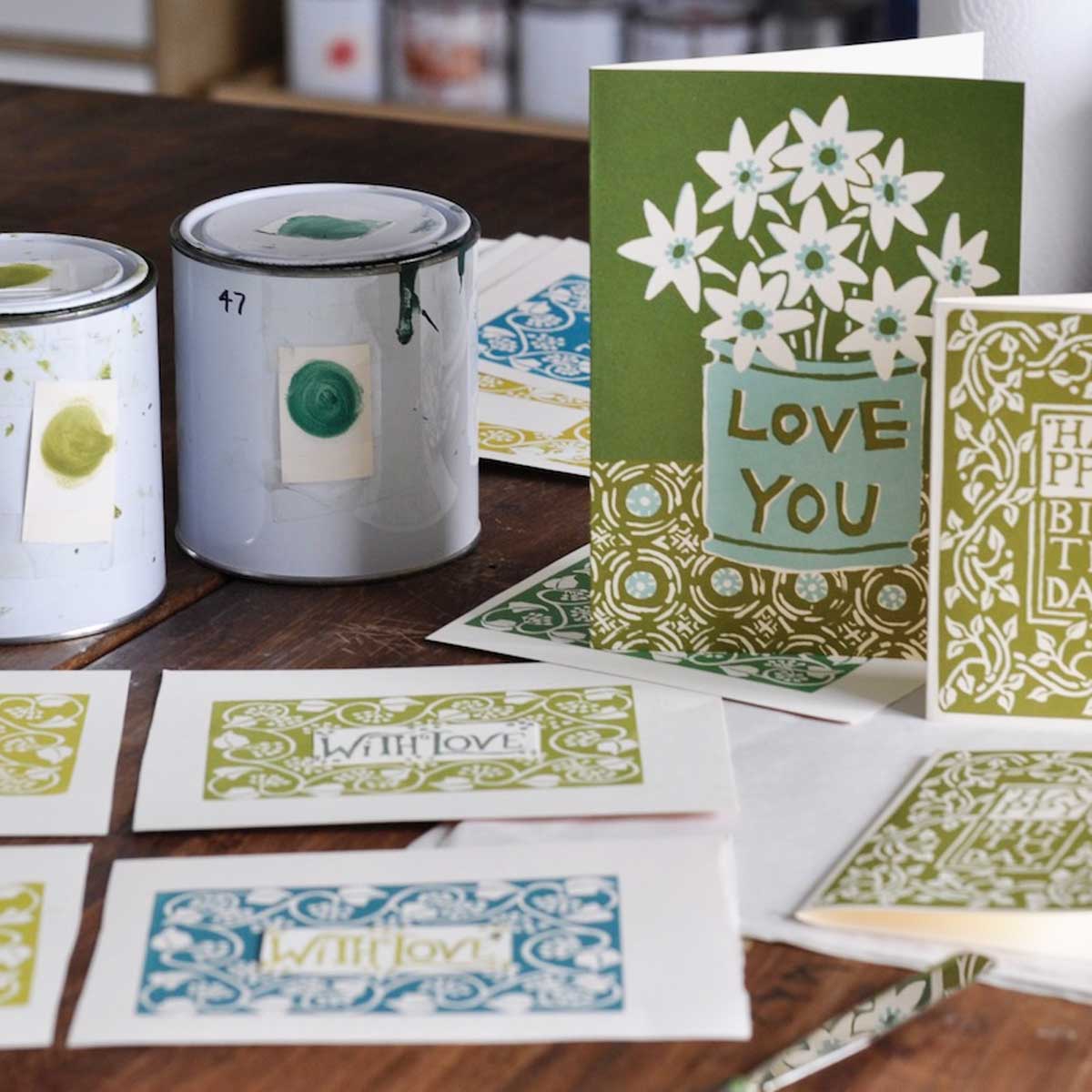 Love You Flowers Greetings Card