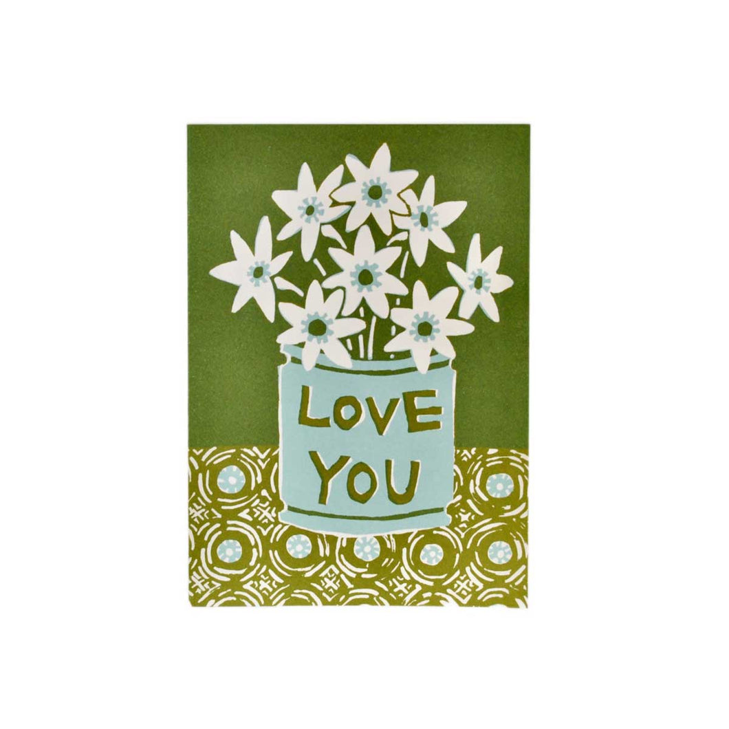 Love You Flowers Greetings Card