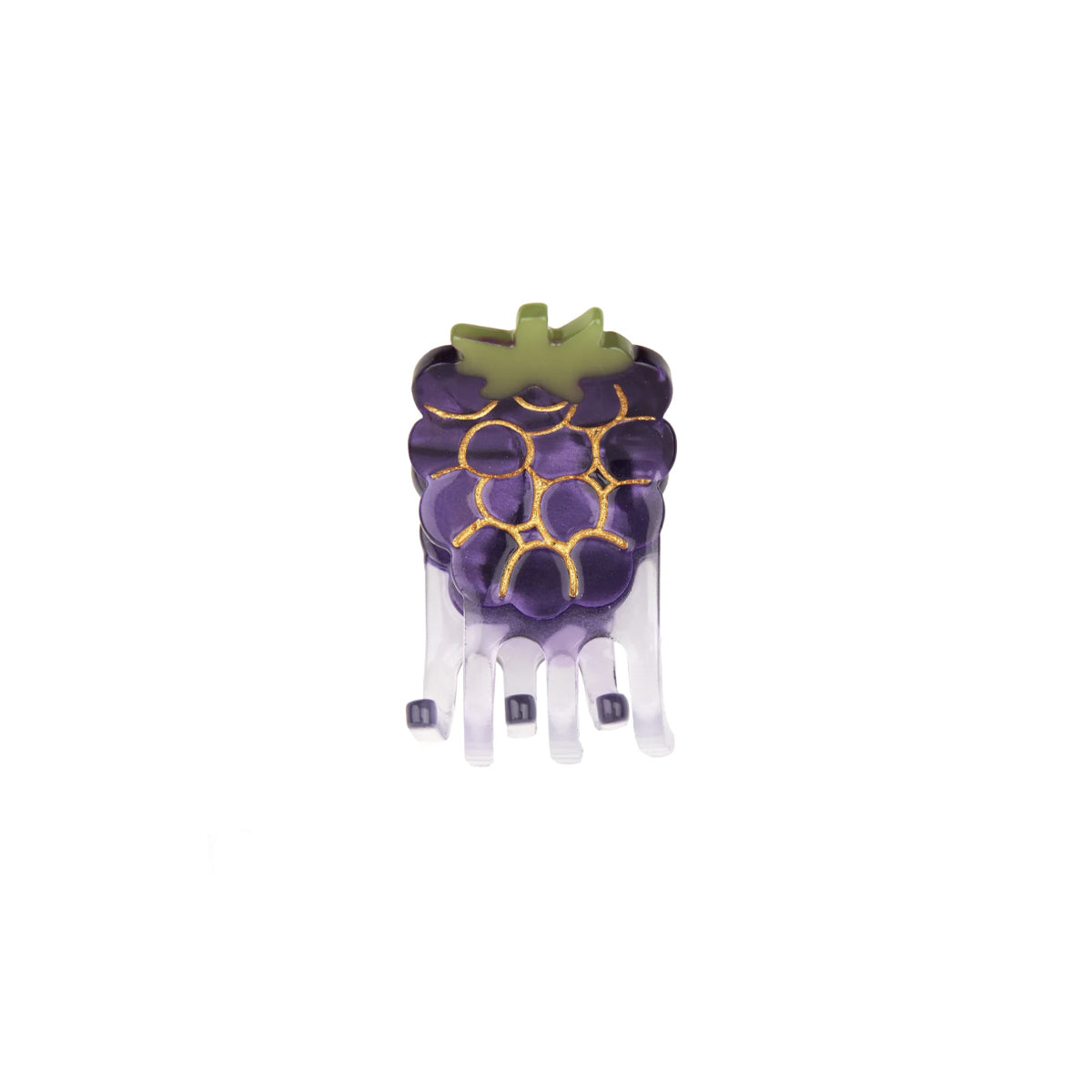 Hair clip shaped like a bunch of grapes on a white background