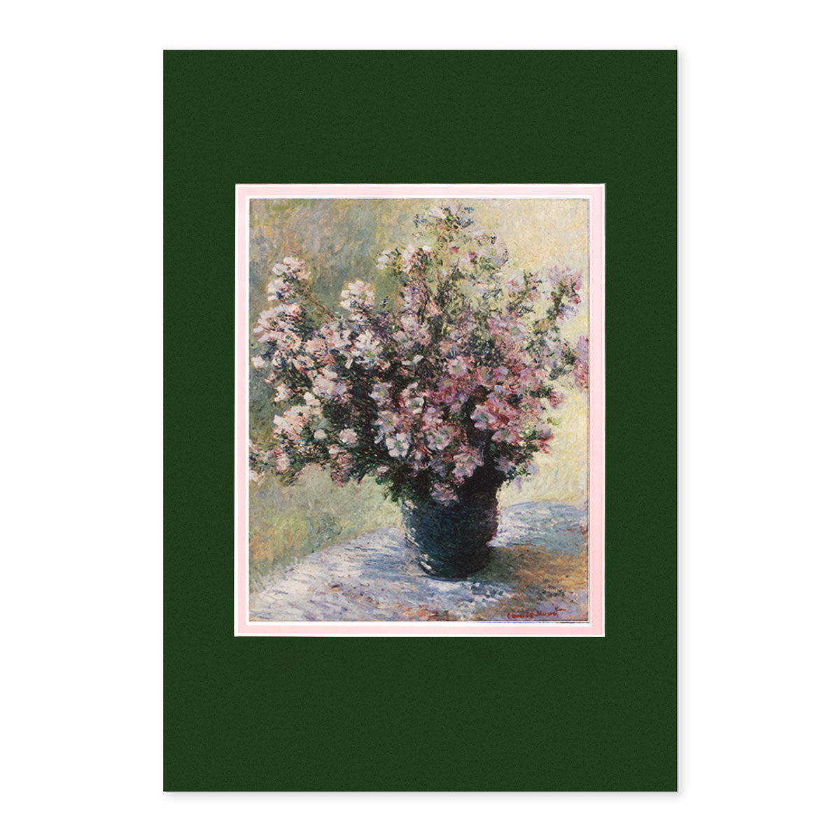 Monet Vase of Flowers Double Mounted Print