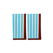 Load image into Gallery viewer, Napkin Set of 2 Cyan White Stripe
