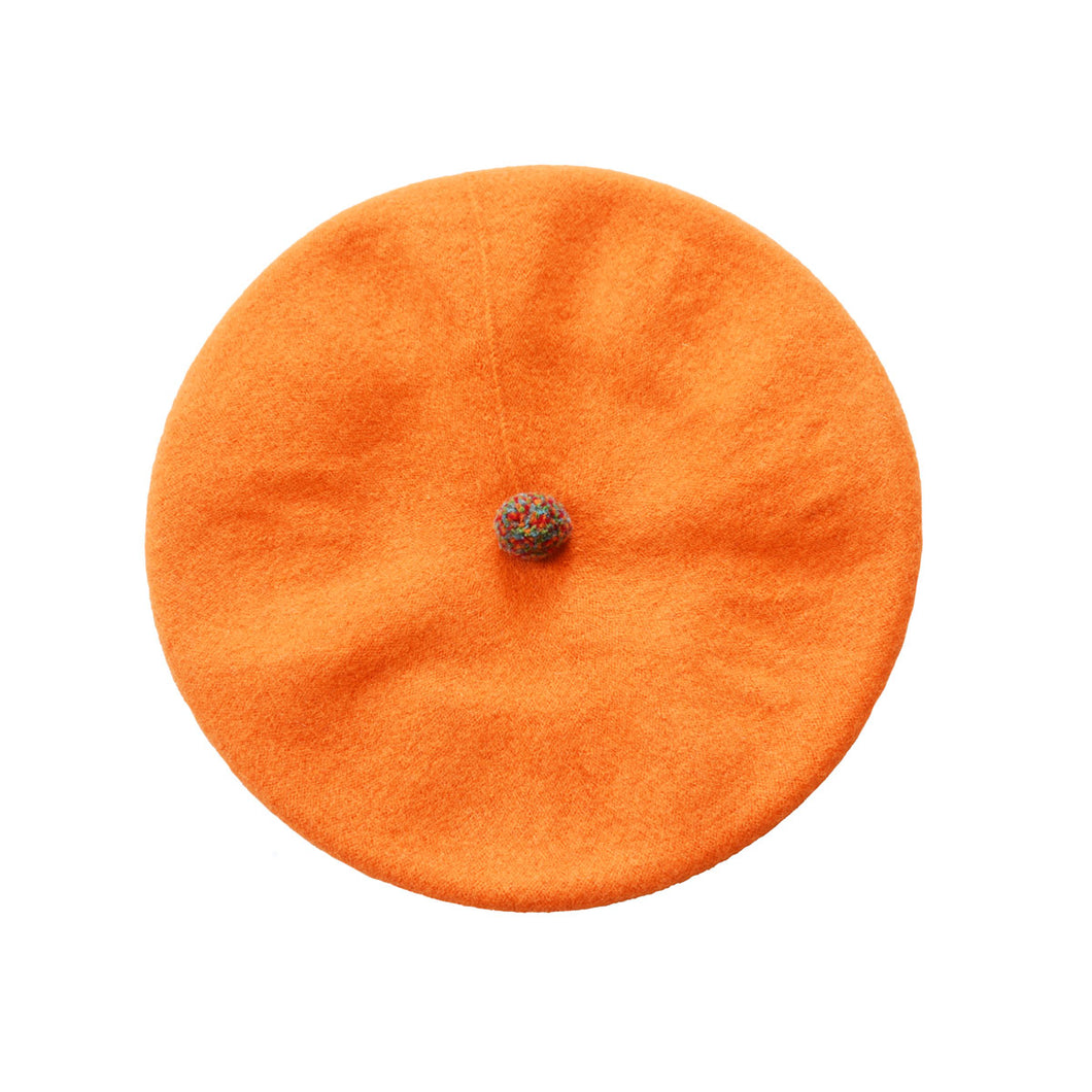 Pom Pom Beret Orange