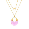Necklace gold pendant pink glass