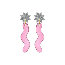 Load image into Gallery viewer, Squiggle Spark Drop Earrings Pink

