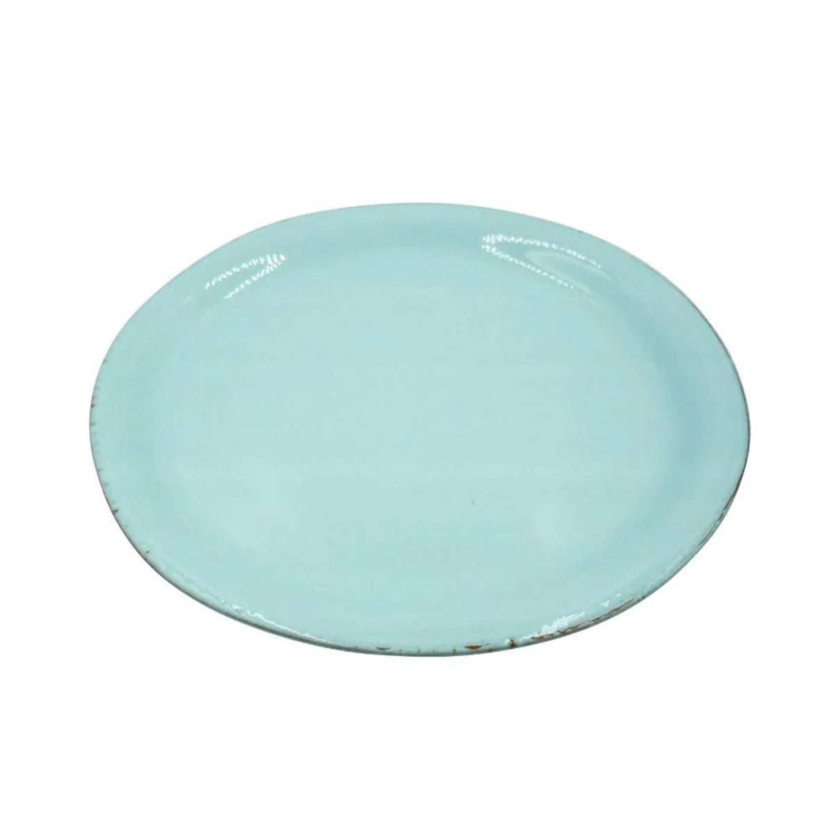 Light blue ceramic plate on a white background