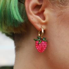 Load image into Gallery viewer, Nina Charm Hoops in Raspberry Crush
