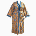 Cotton Robe Mustard and Navy
