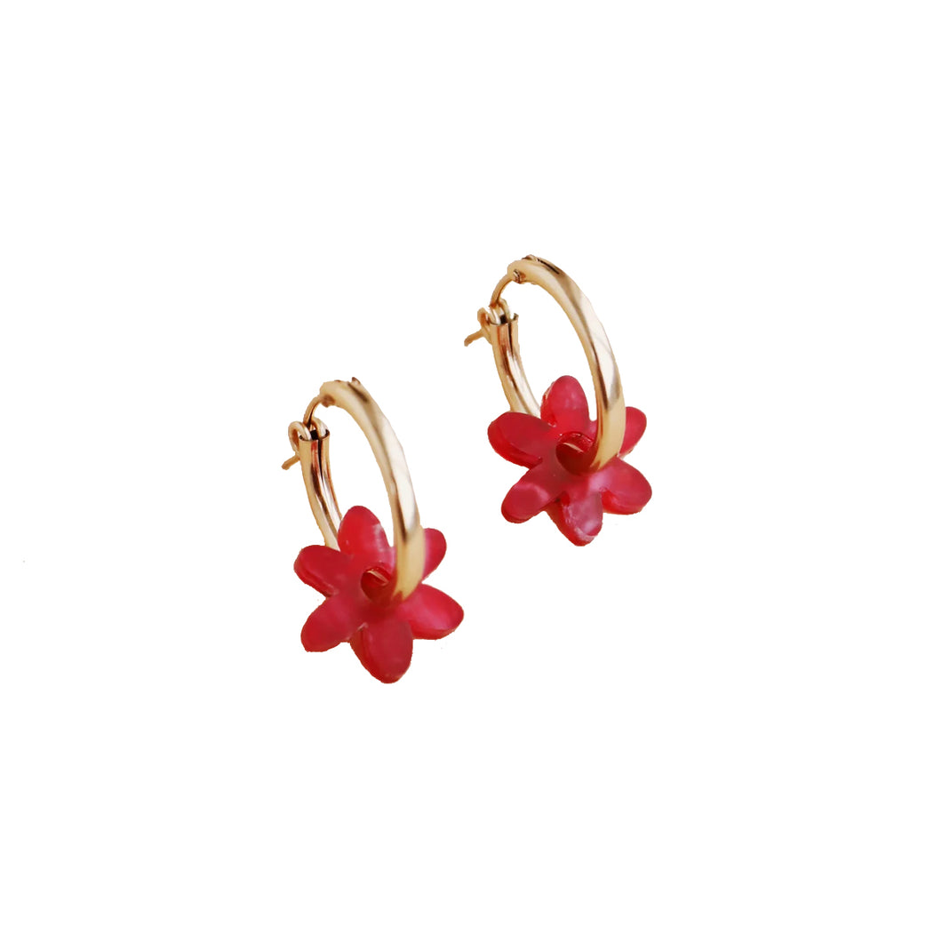 Mini Caia Hoops in Ruby