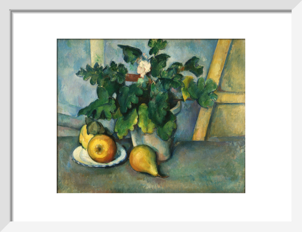 Pot of Flowers and Fruit (art print, small, white)