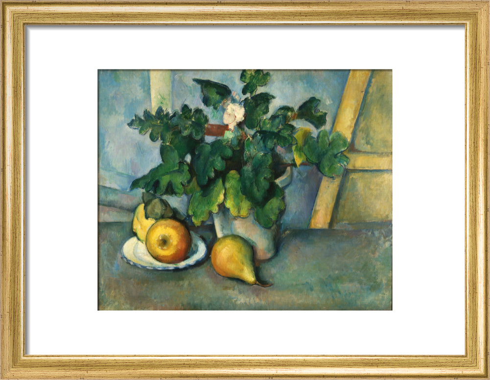 Pot of Flowers and Fruit (art print, small, gold)