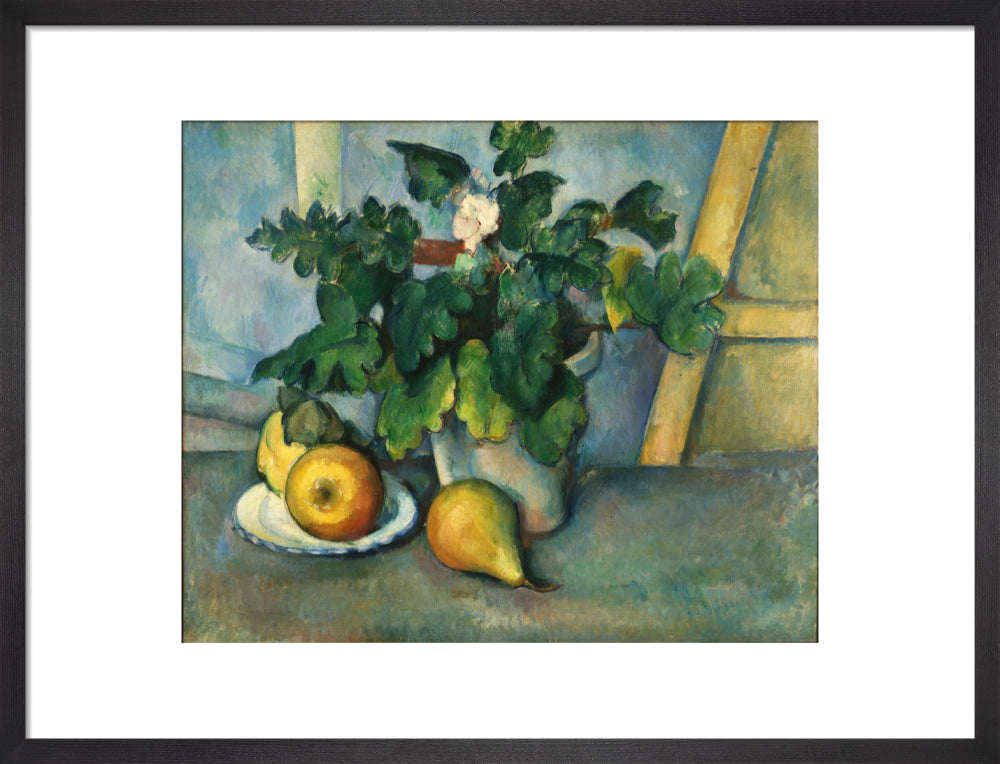 Pot of Flowers and Fruit (art print, medium, black)