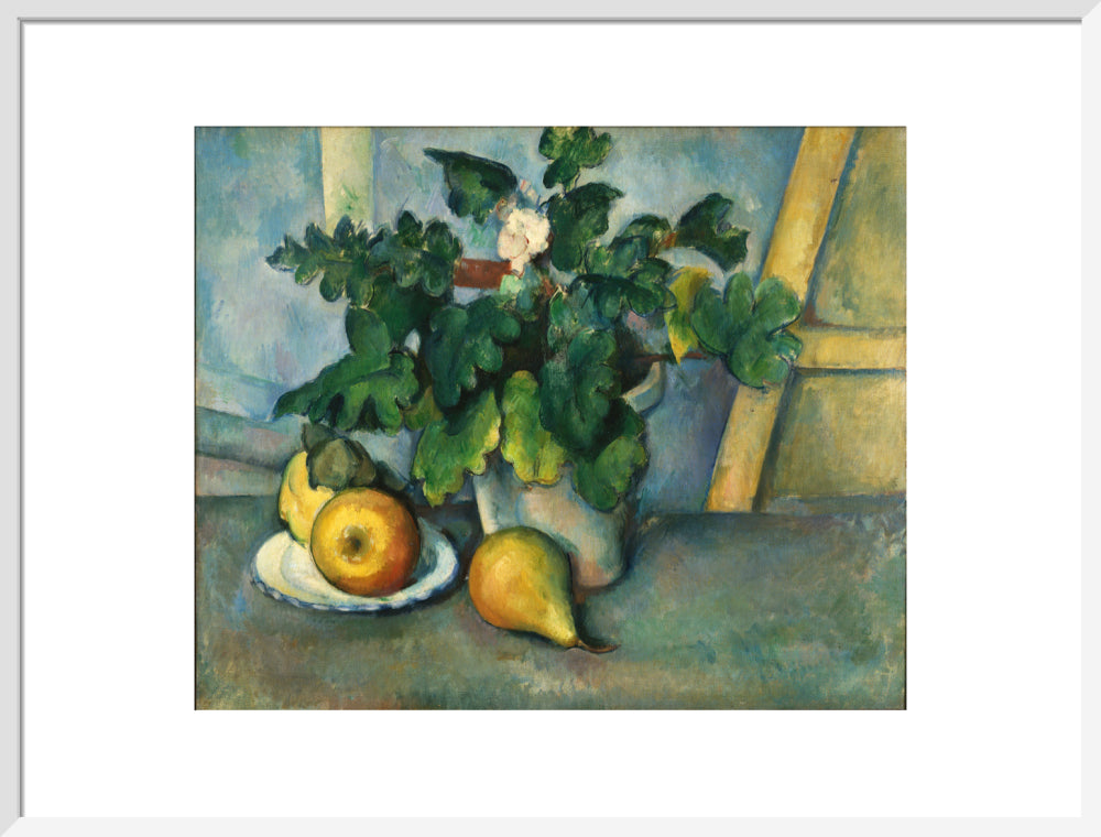 Pot of Flowers and Fruit (art print, large, white)