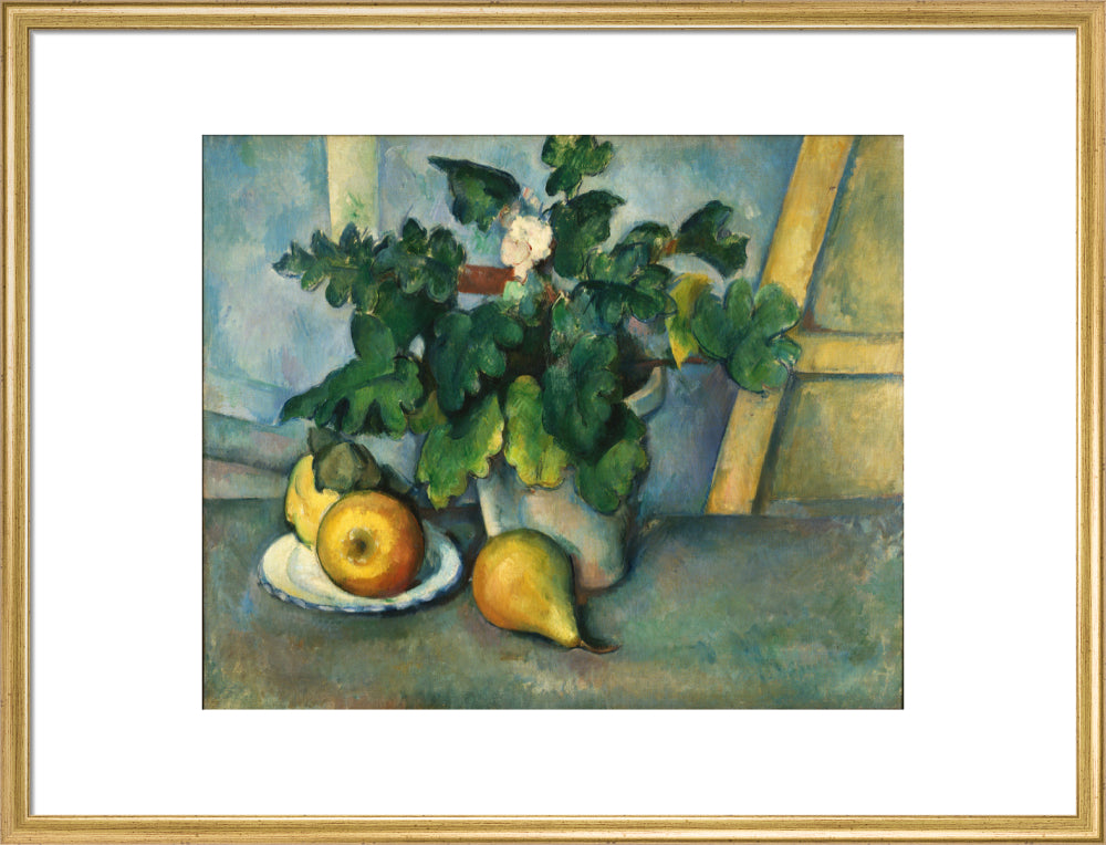 Pot of Flowers and Fruit (art print, large, gold)