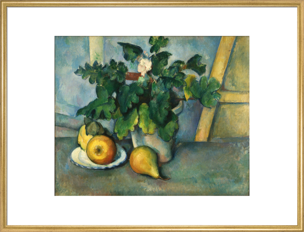 Pot of Flowers and Fruit (art print, extra large, gold)