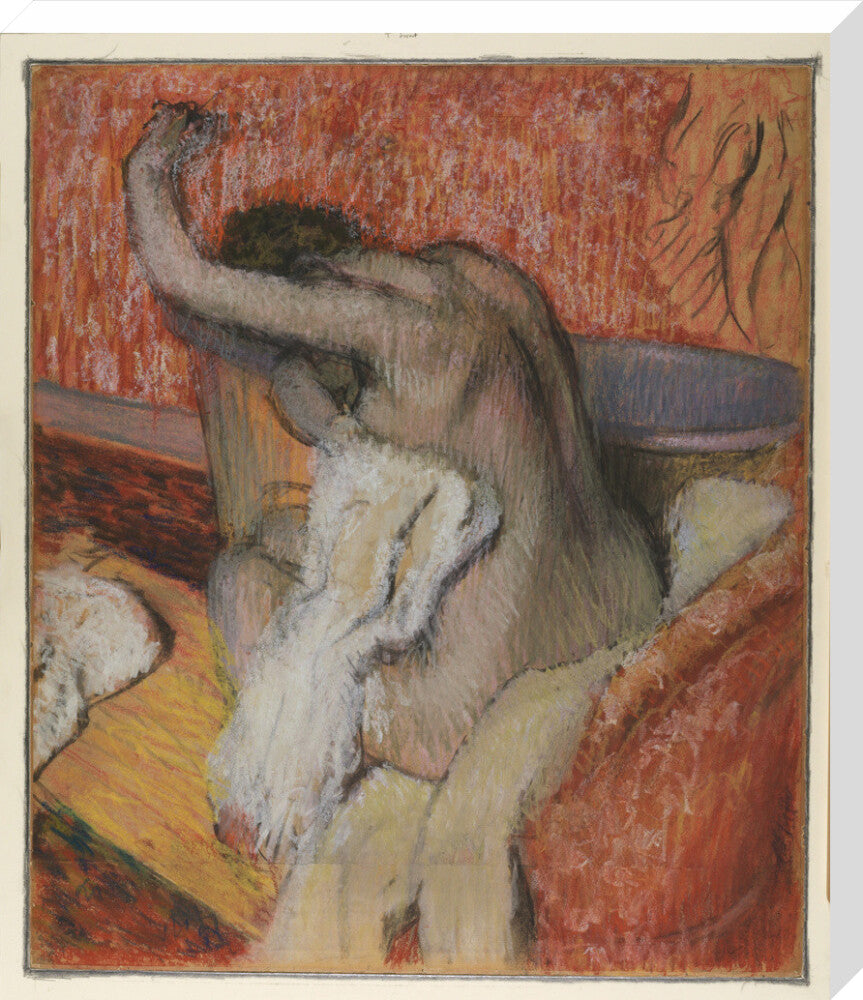 After the Bath - Woman Drying Herself (stretched canvas, large, unframed)