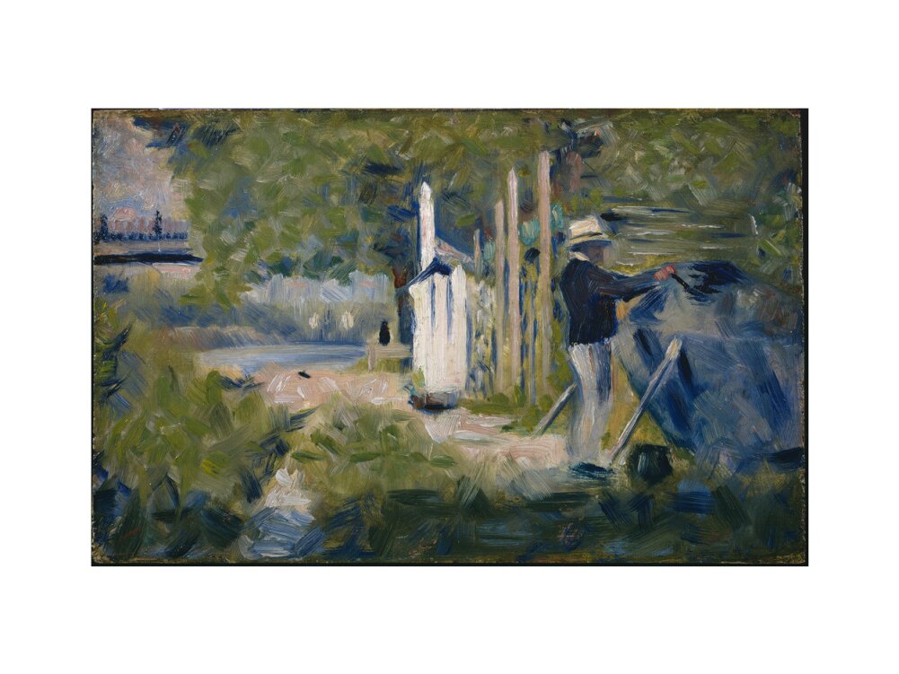 Man Painting a Boat (art print, medium, unframed)
