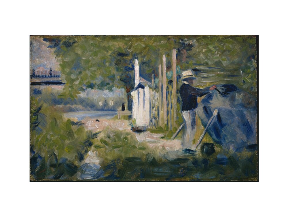 Man Painting a Boat (art print, large, unframed)