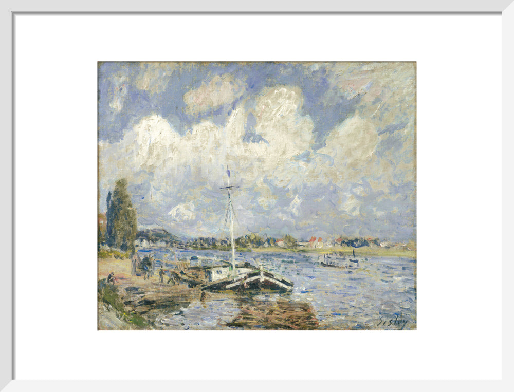 Boats on the Seine (art print, medium, white)