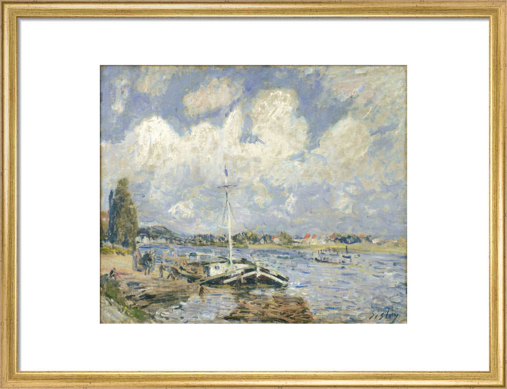 Boats on the Seine (art print, medium, gold)