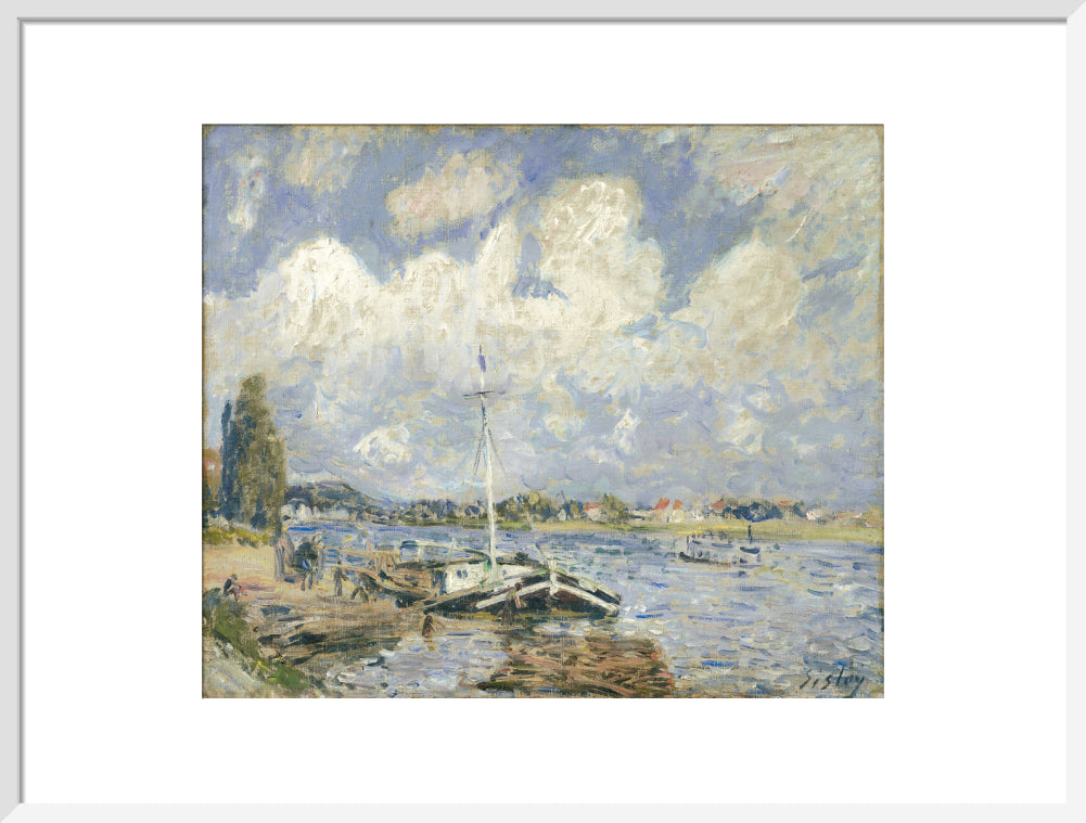 Boats on the Seine (art print, large, white)