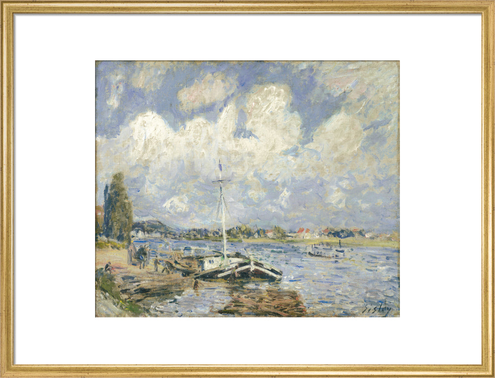 Boats on the Seine (art print, large, gold)