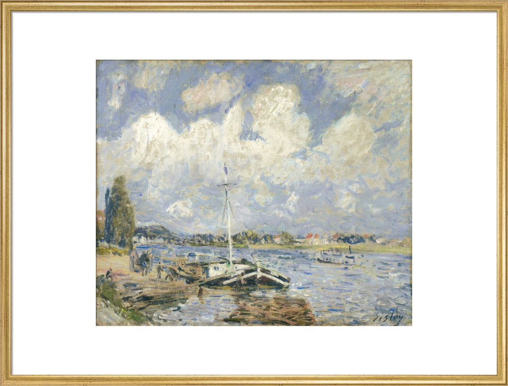 Boats on the Seine (art print, extra large, gold)