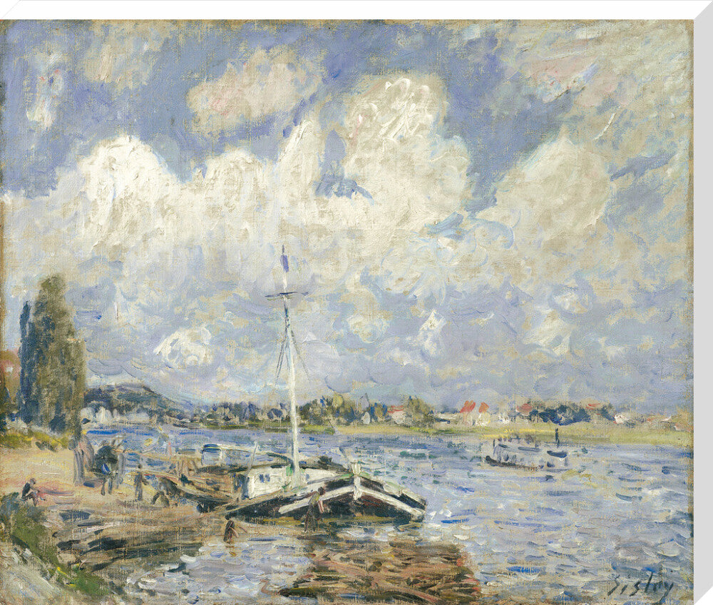 Boats on the Seine (stretched canvas, extra large, unframed)