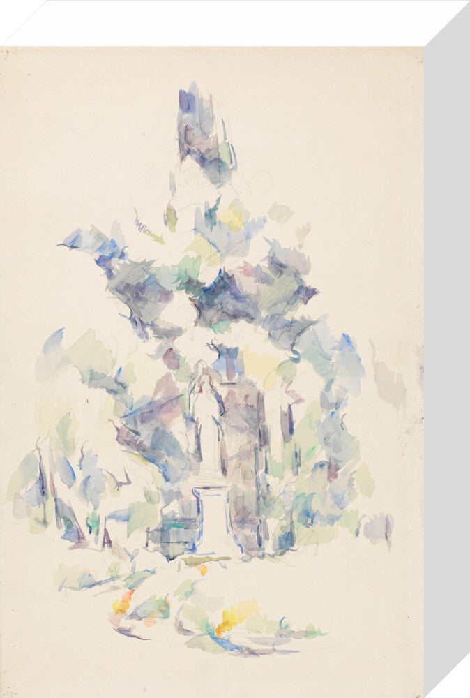 Statue under trees (stretched canvas, small, unframed)