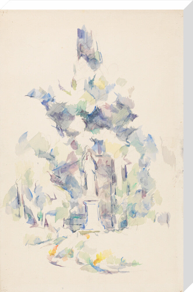 Statue under trees (stretched canvas, large, unframed)