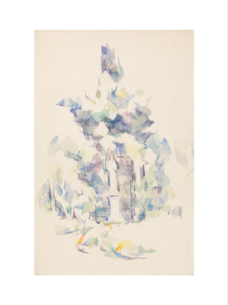 Statue under trees (art print, extra large, unframed)