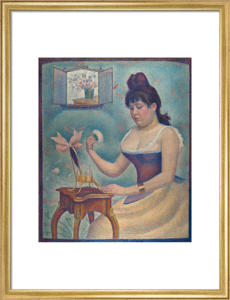Young Woman Powdering Herself (art print, medium, gold)