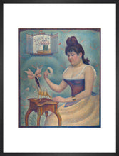 Load image into Gallery viewer, Young Woman Powdering Herself (art print, large, black)
