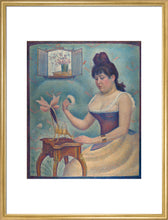 Load image into Gallery viewer, Young Woman Powdering Herself (art print, large, gold)
