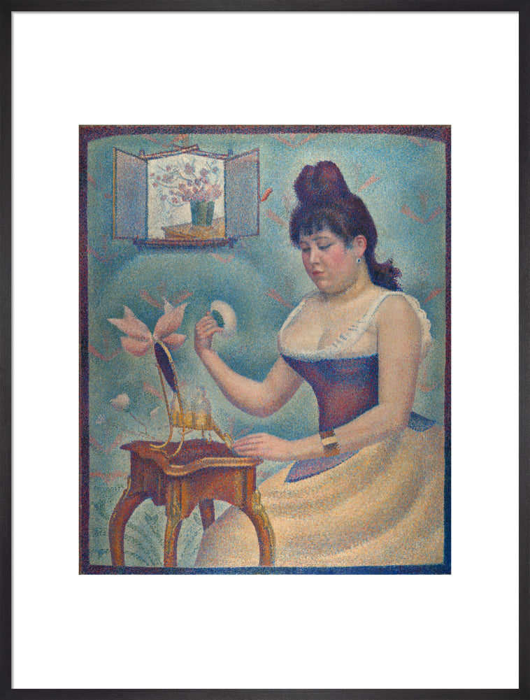 Young Woman Powdering Herself (art print, extra large, black)