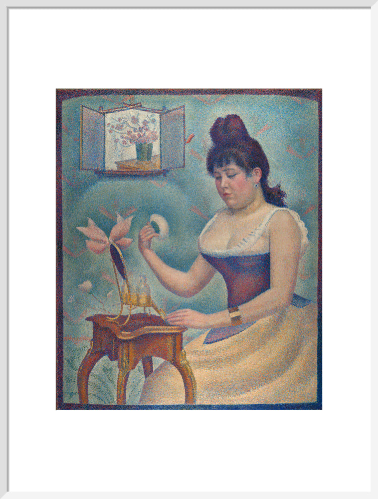Young Woman Powdering Herself (art print, extra large, white)