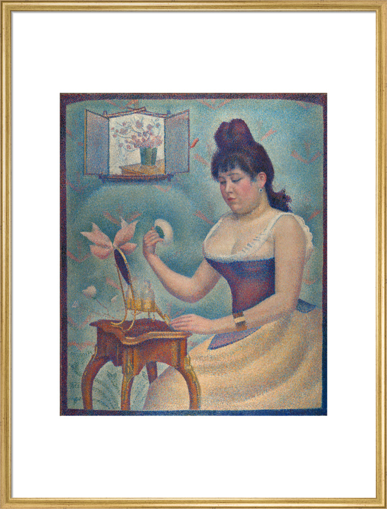 Young Woman Powdering Herself (art print, extra large, gold)