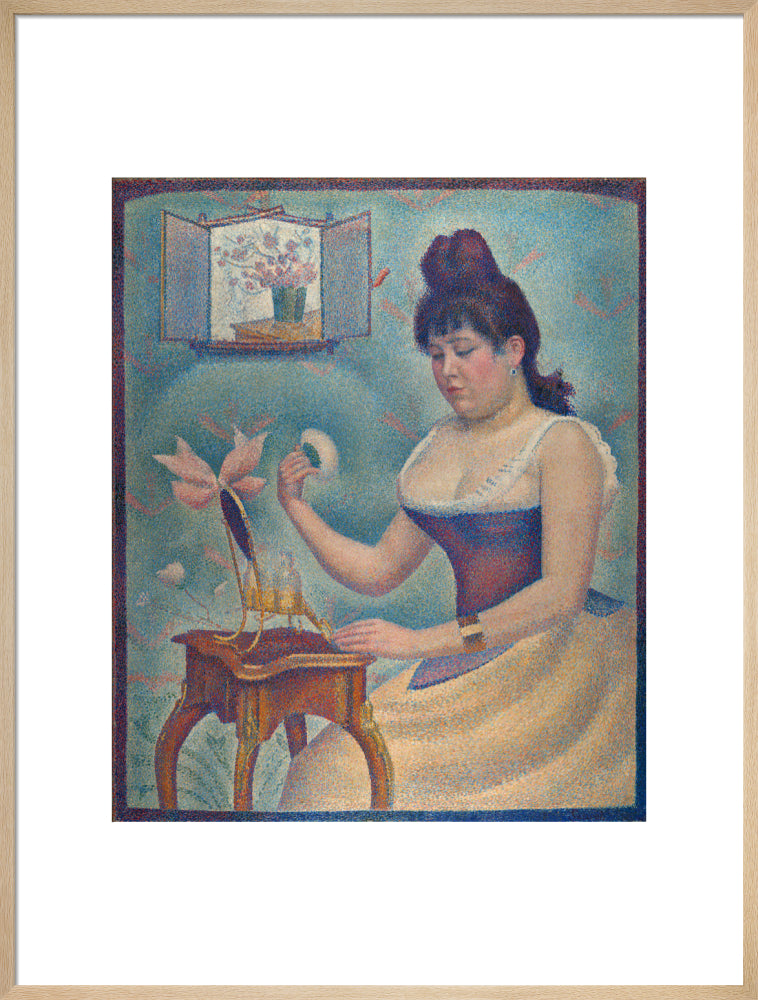 Young Woman Powdering Herself (art print, extra large, natural)