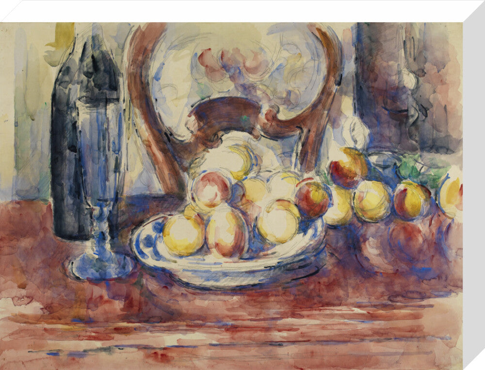 Apples, Bottle and Chairback (stretched canvas, medium, unframed)