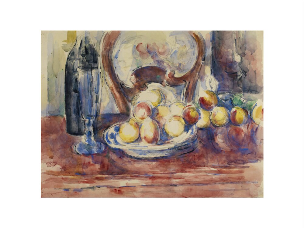 Apples, Bottle and Chairback (art print, large, unframed)